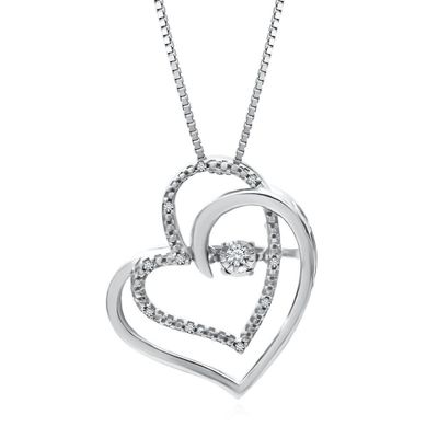 The Beat of Your Heart® Diamond Double Heart Pendant in Sterling Silver