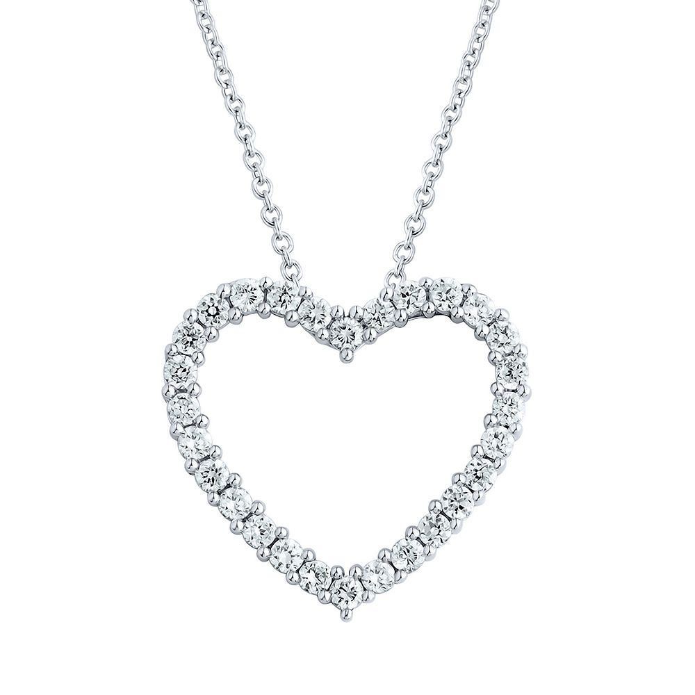 Lab-Created White Sapphire Heart Pendant in Sterling Silver