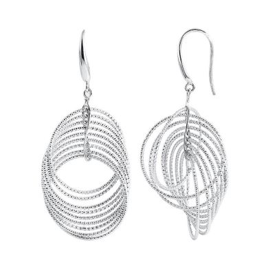 Multi-Circle Twist Dangle Earrings in Sterling Silver