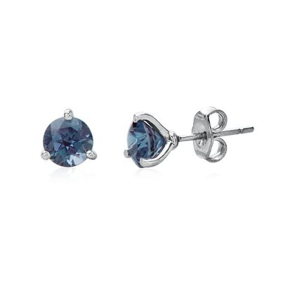 Lab-Created Alexandrite Martini Stud Earrings in Sterling Silver