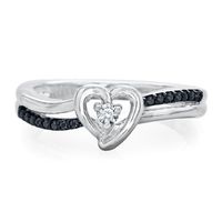 1/10 ct. tw. Black & White Diamond Heart Promise Ring Sterling Silver