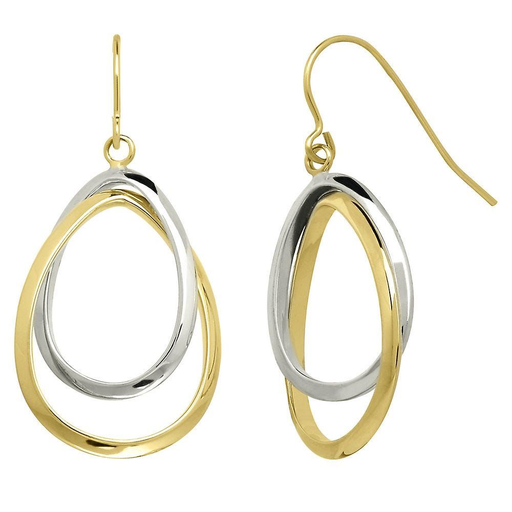 Endura Gold® Oval Dangle Earrings in 14K Yellow & White Gold