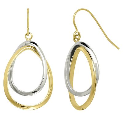 Endura Gold® Oval Dangle Earrings in 14K Yellow & White Gold