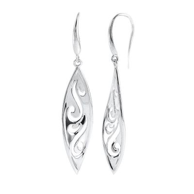 Cut-Out Filigree Dangle Earrings in Sterling Silver
