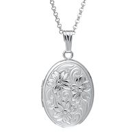 Embossed Oval Locket in Sterling Silver