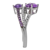 Amethyst & Lab-Created White Sapphire Heart Ring Sterling Silver