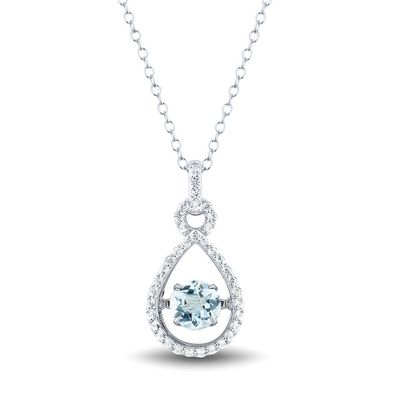 The Beat of Your Heart® Aquamarine & Lab-Created White Sapphire Pendant in Sterling Silver