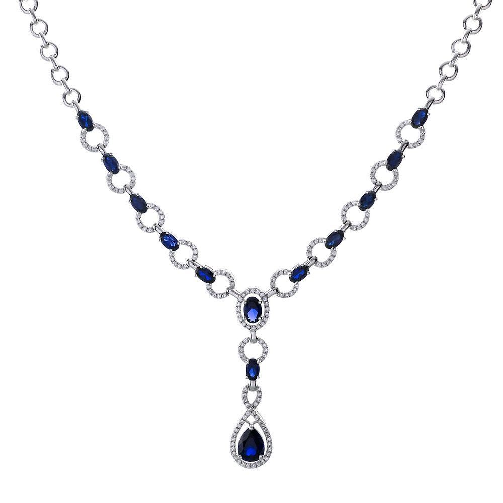 Lab-Created Sapphire Necklace in Sterling Silver