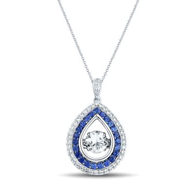 The Beat of Your Heart® Lab-Created Blue & White Sapphire Pendant in Sterling Silver