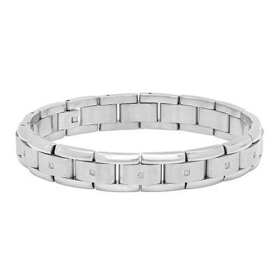 Men's 1/7 ct. tw. Diamond Link Bracelet in Stainless Steel