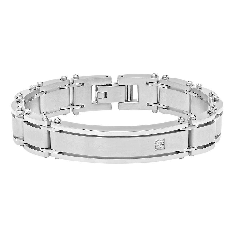 Men's Diamond ID Bracelet in Stainless Steel