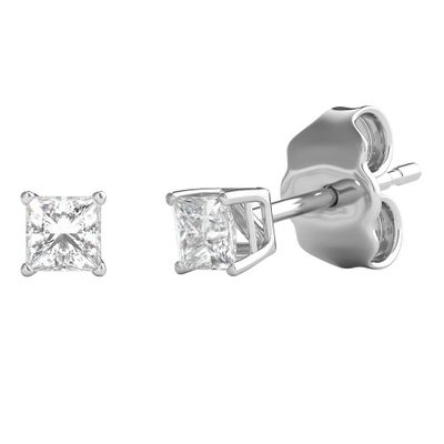 Diamond Princess-Cut Solitaire Stud Earrings in 14K White Gold (1/ ct. tw