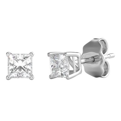 Diamond Princess-Cut Stud Earrings in 18K White Gold (1/2 ct. tw.)