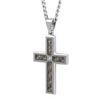 Men's Diamond Cross Pendant in Stainless Steel & Carbon Fiber