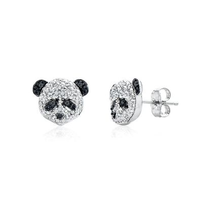 Diamond Panda Earrings in Sterling Silver (1/8 ct. tw.)