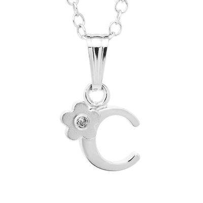 Children's Initial C Pendant in Sterling Silver