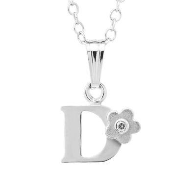 Children's Initial D Pendant in Sterling Silver