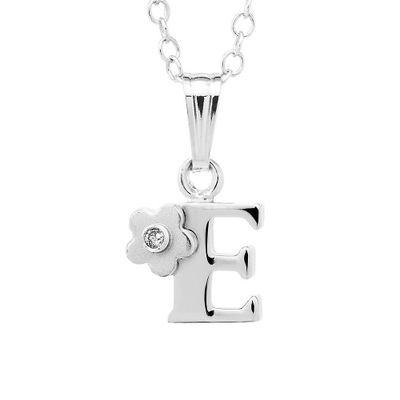 Children's Initial E Pendant in Sterling Silver