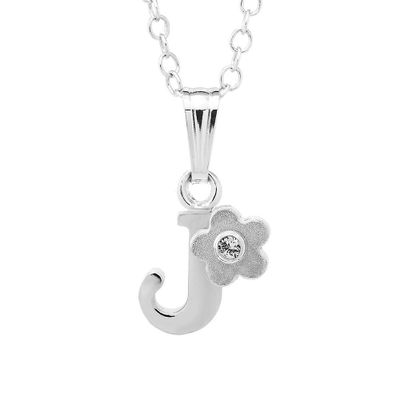 Children's Initial J Pendant in Sterling Silver
