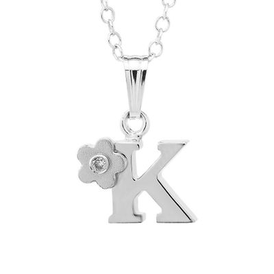 Children's Initial K Pendant in Sterling Silver