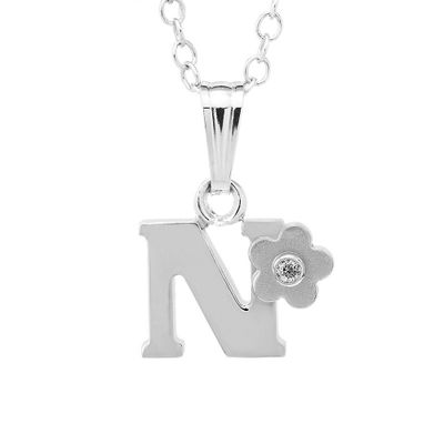 Children's Initial N Pendant in Sterling Silver