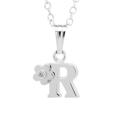 Children's Initial R Pendant in Sterling Silver