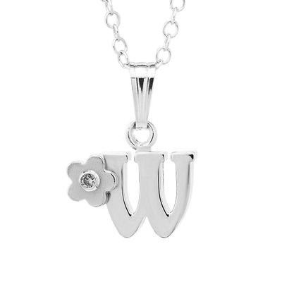 Children's Initial W Pendant in Sterling Silver