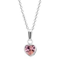 Children's Pink Cubic Zirconia Heart Pendant in Sterling Silver