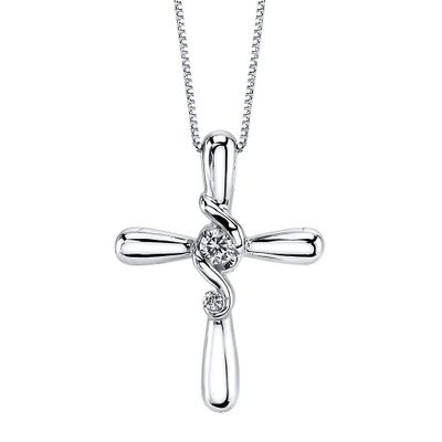 Juno Luncina® Diamond Cross Pendant in 14K Gold (1/8 ct. tw