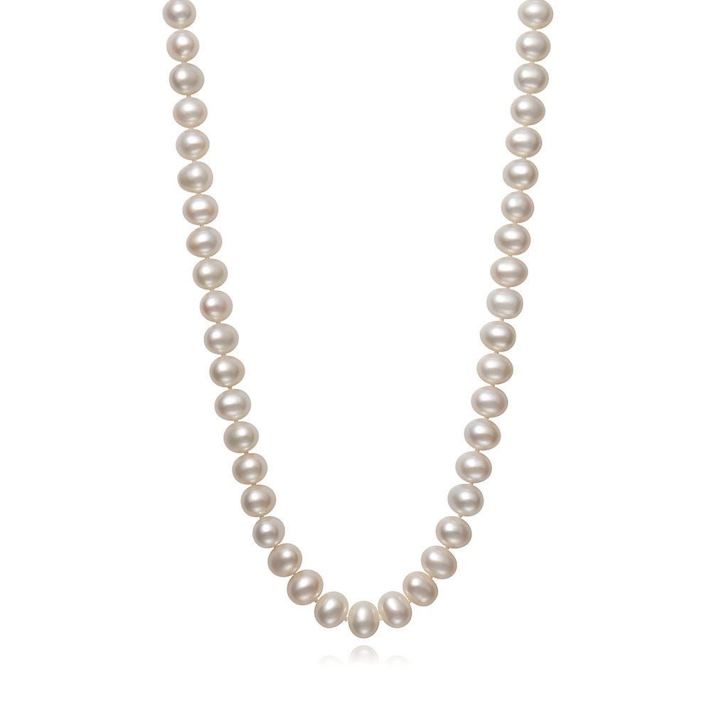 Freshwater Cultured Pearl Strand Necklace & Stud Earring Set in Sterling Silver