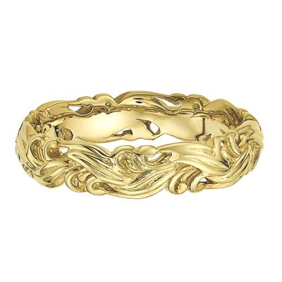 Carved Stack Ring 14K Yellow Gold over Sterling Silver