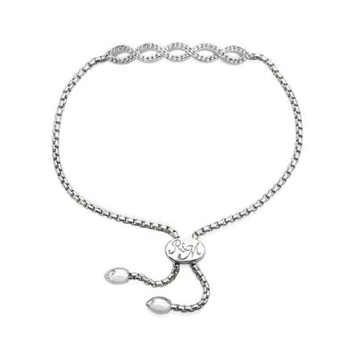 Rhythm & Muse™ Lab-Created White Sapphire Twist Bolo Bracelet in Sterling Silver