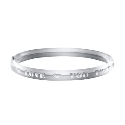 Children's "I ♥ You To The Moon And Back" Bangle Bracelet in Sterling Silver