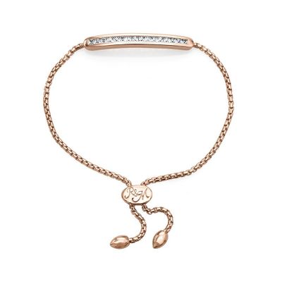 Rhythm & Muse™ Lab-Created White Sapphire Bar Bolo Bracelet in 14K Rose Gold over Sterling Silver