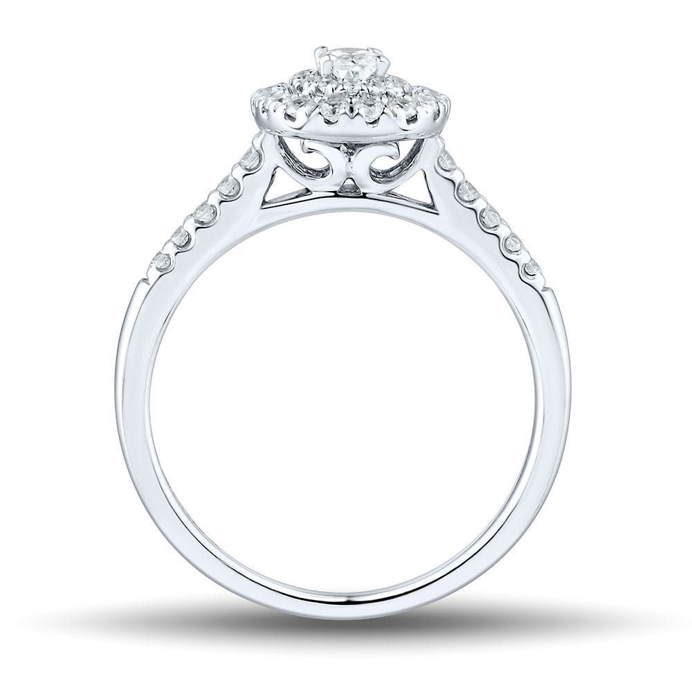 1/ ct. tw. Diamond Double Halo Engagement Ring 14K White Gold