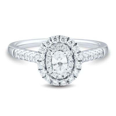1/ ct. tw. Diamond Double Halo Engagement Ring 14K White Gold