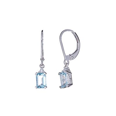 Aquamarine & Diamond Drop Earrings in 14K White Gold