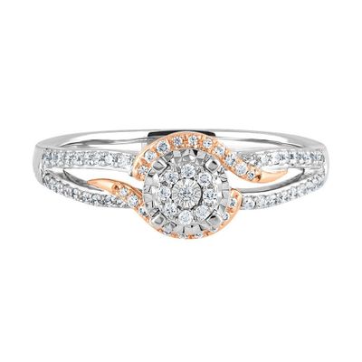 1/4 ct. tw. Diamond Promise Ring Sterling Silver & 10K Rose Gold