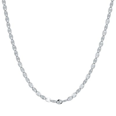 Flat Link Chain in 14K White Gold, 18"
