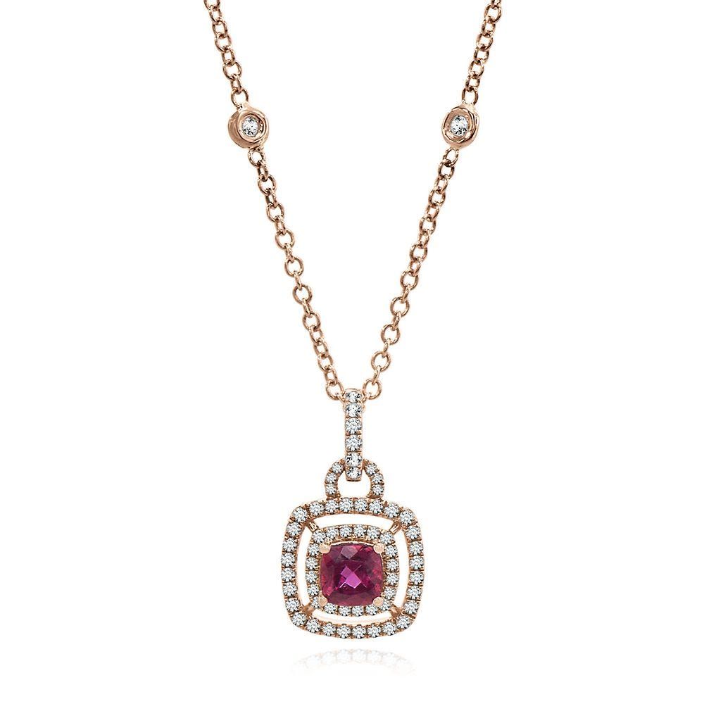 Rubellite & 3/8 ct. tw. Diamond Pendant in 14K Rose Gold