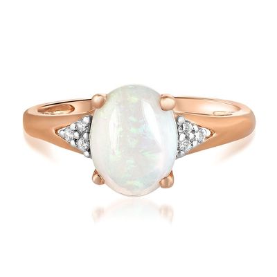 Opal & Diamond Ring 10K Rose Gold
