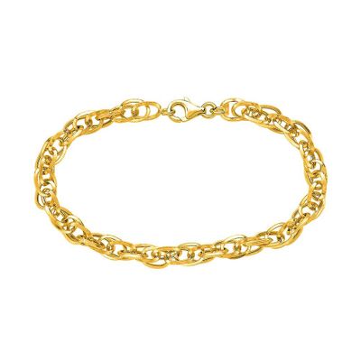 Textured Link Bracelet in 14K Yellow Gold