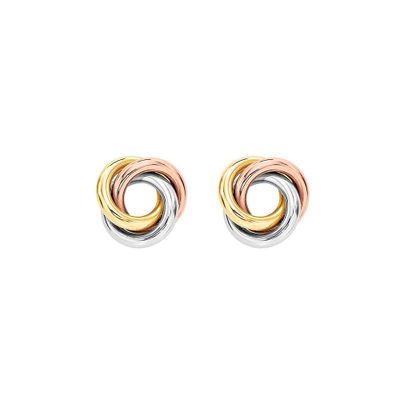 Endura Gold® Tricolor Love Knot Stud Earrings in 14K Gold