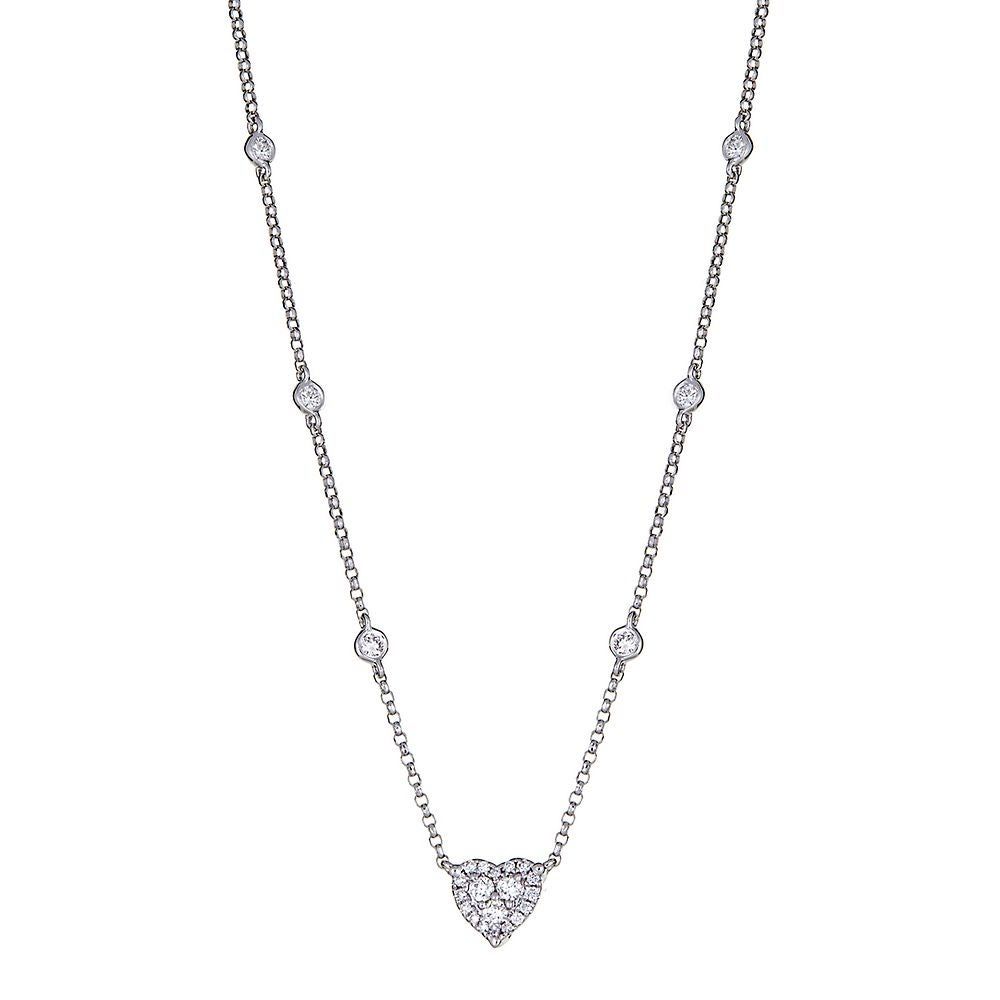 1/3 ct. tw. Diamond Cluster Heart Necklace in 10K White Gold