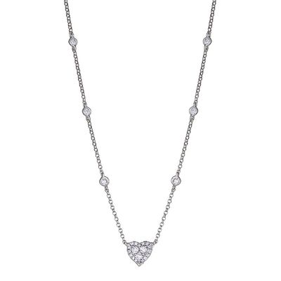 1/3 ct. tw. Diamond Cluster Heart Necklace in 10K White Gold