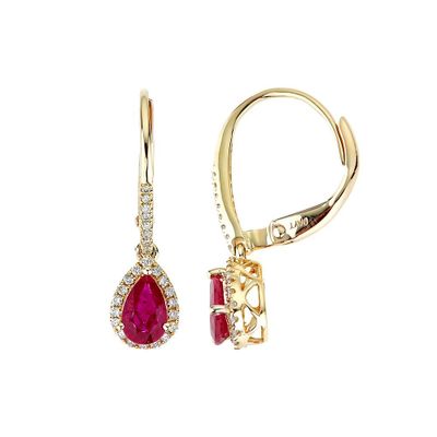Ruby & 1/5 ct. tw. Diamond Earrings in 10K Yellow Gold