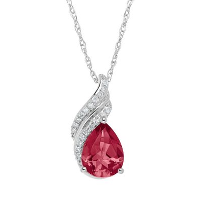 Lab-Created Ruby & Diamond Pendant in Sterling Silver