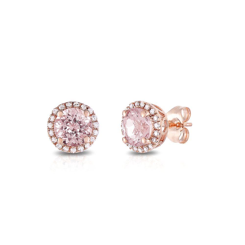 Morganite & 1/7 ct. tw. Diamond Stud Earrings in 14K Rose Gold