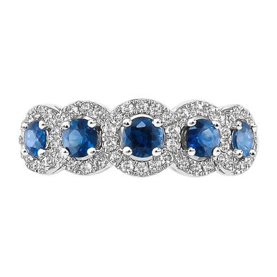 Blue Sapphire & 1/3 ct. tw. Diamond Ring 14K White Gold