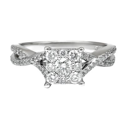 3/4 ct. tw. Multi-Diamond Engagement Ring 14K White Gold
